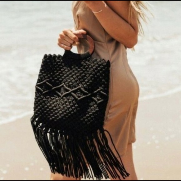 NWT Danielle Nicole Fringe Macrame Crossbody Bag - Picture 8 of 10